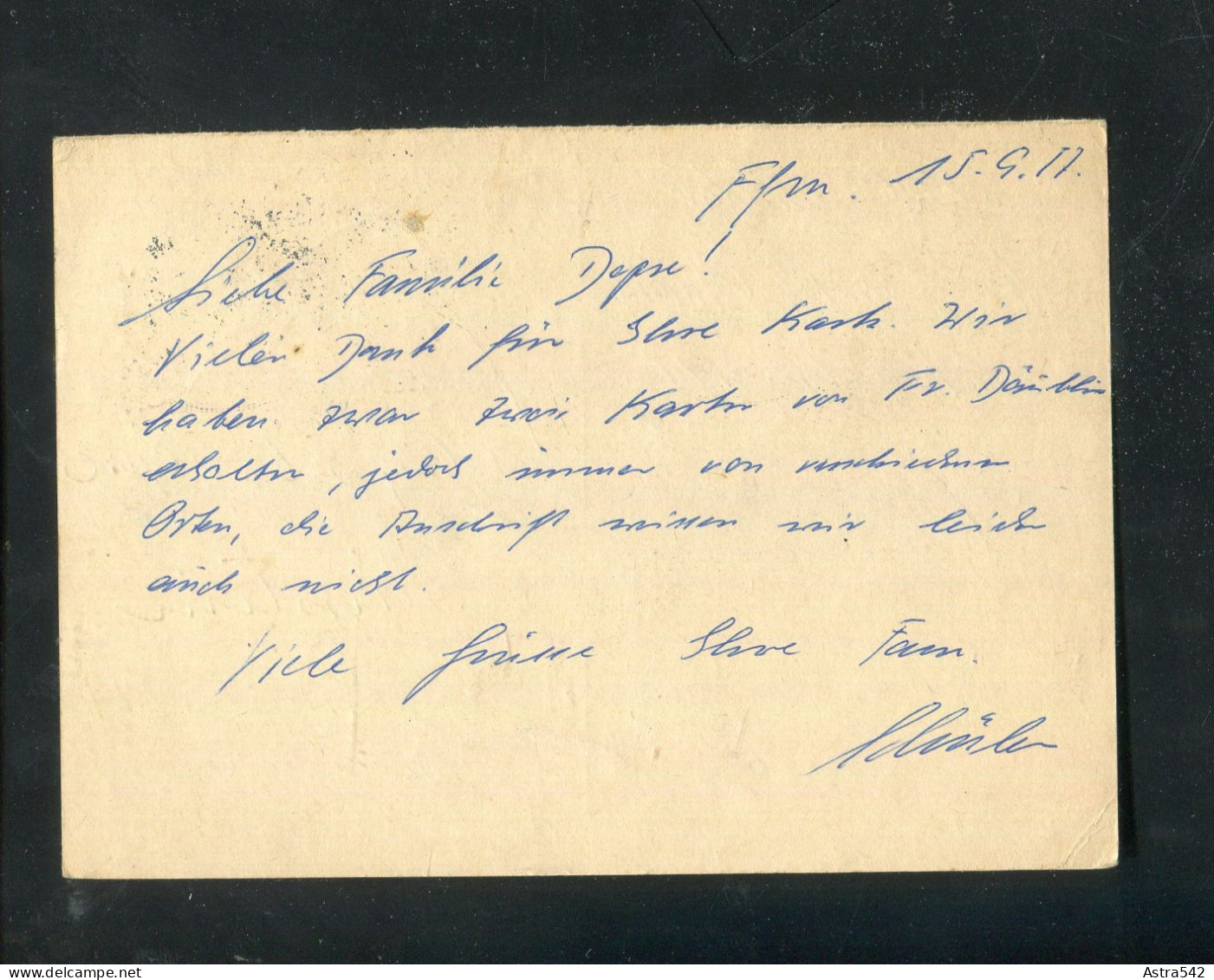 "BUNDESREPUBLIK DEUTSCHLAND" 1957, Postkarte (Antwortteil) Mi. P 28A Stegstempel "FRANKFURT" (A0060) - Cartes Postales - Oblitérées