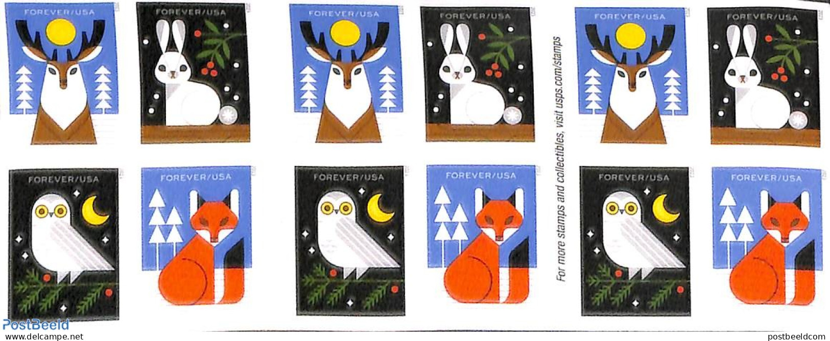 United States Of America 2023 Winter Woodland Animals Booklet S-a, Double Sided, Mint NH, Nature - Animals (others & M.. - Ungebraucht