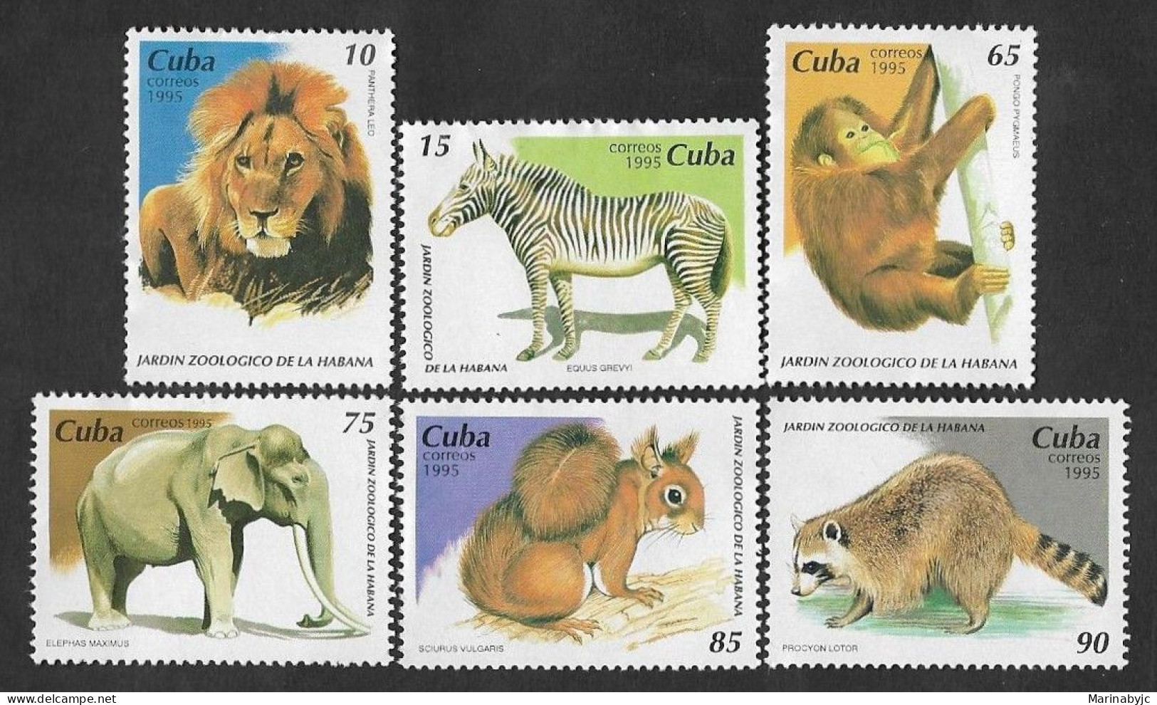 SE)1995 CUBA, ANIMALS OF THE HAVANA ZOOLOGICAL GARDEN, 6 STAMPS MNH - Unused Stamps