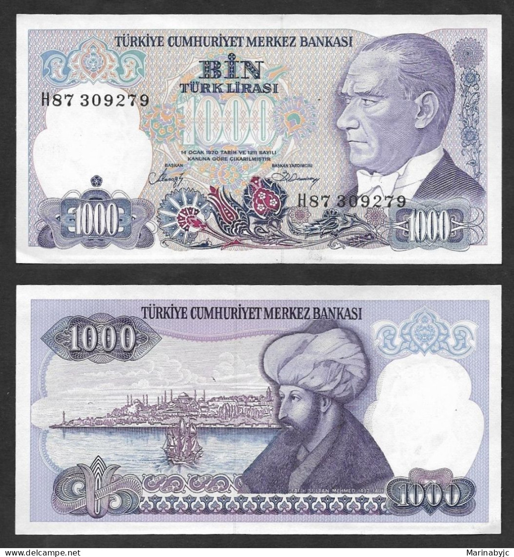 SE)1986 TURKEY, 1000 LIRA BANKNOTE OF THE CENTRAL BANK OF TURKEY, WITH REVERSE, VF - 1934-39 Sandschak Alexandrette & Hatay