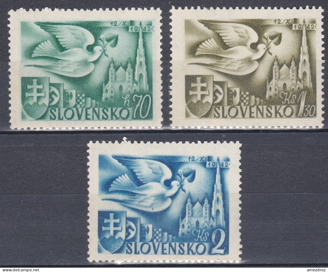 Slovaquie 1942 * - Congrès Postal Européen - Colombe De La Paix Et Cathédrale Saint-Étienne (A4) - Ongebruikt