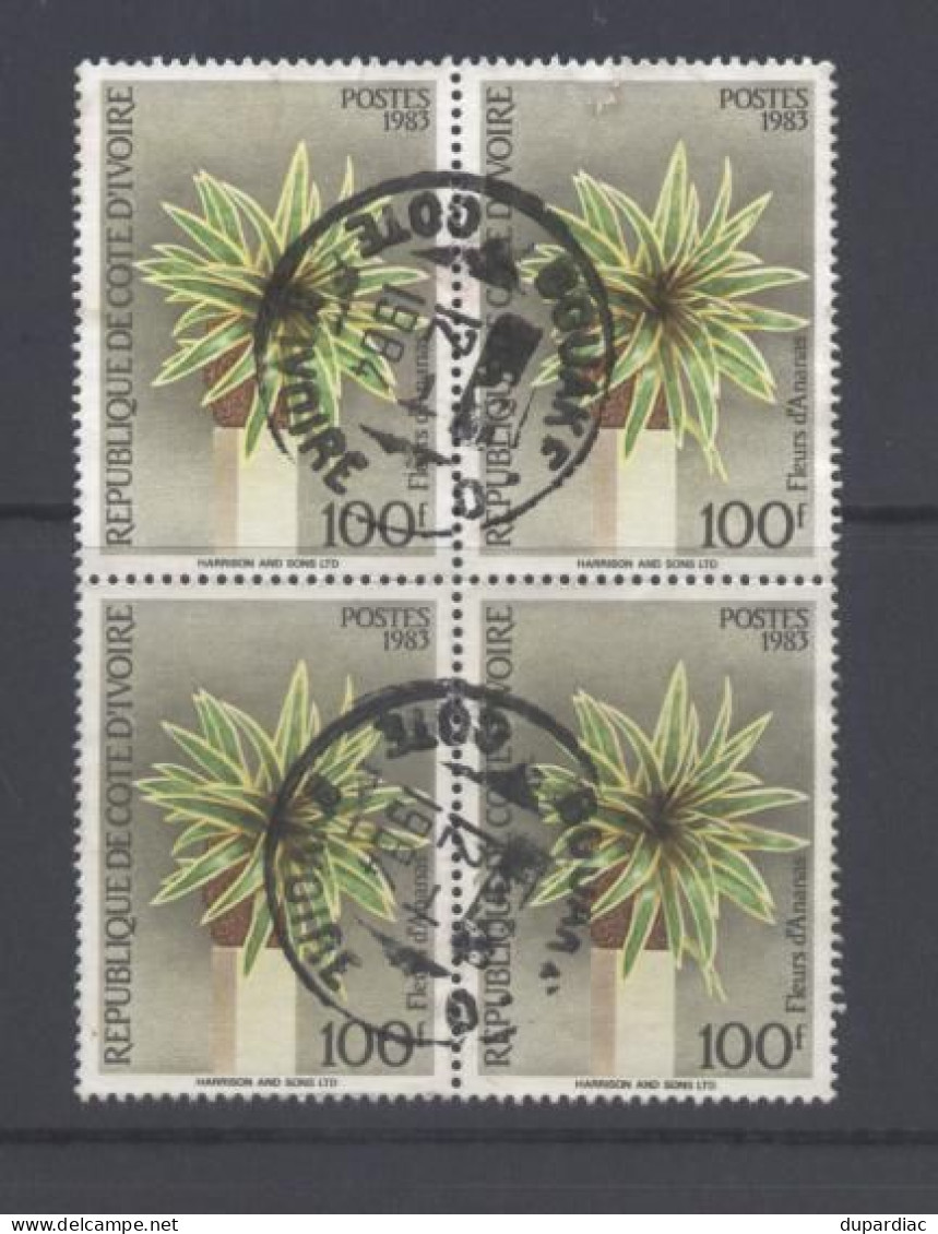 Timbre De COTE D'IVOIRE : Rare Bloc De 4 >>> Fleur D'ananas (timbre Très Peu Utilisé). - Côte D'Ivoire (1960-...)