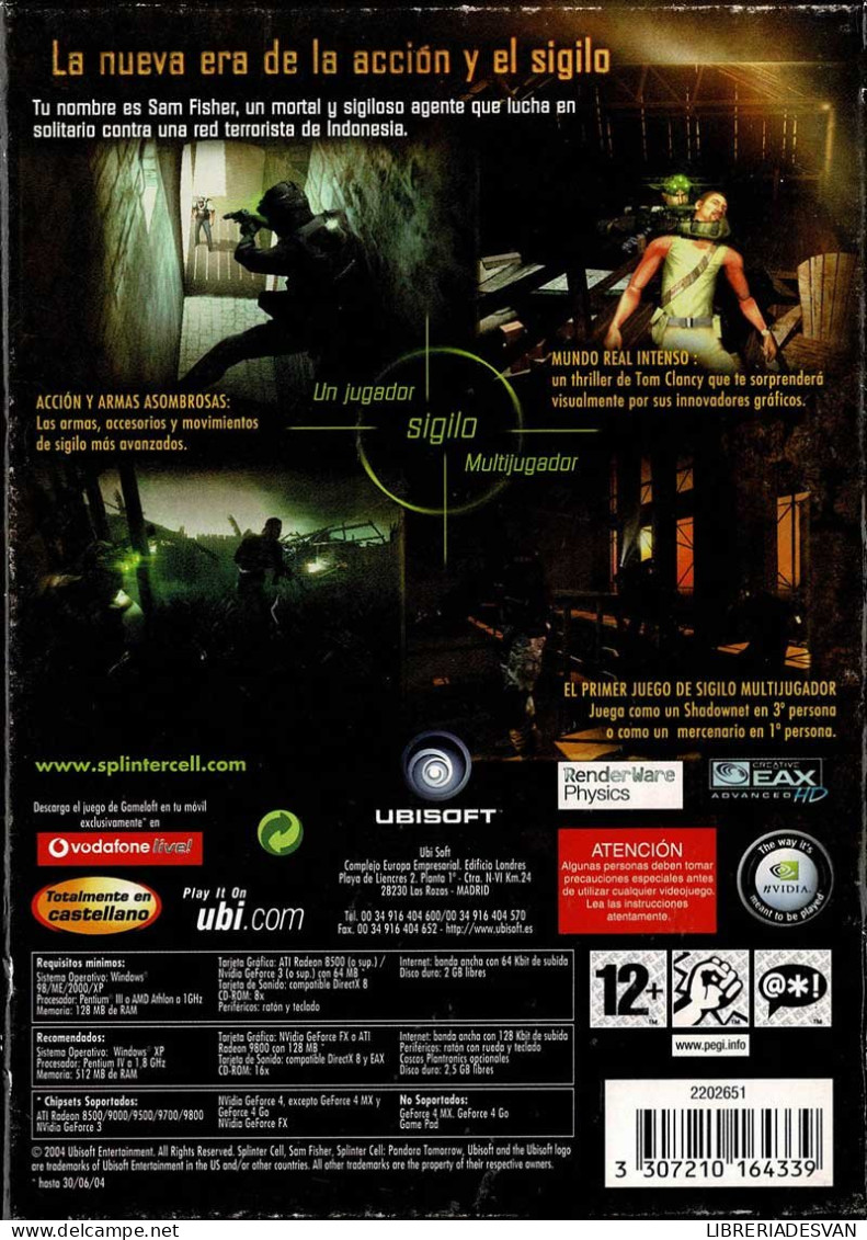 Tom Clancy's Splinter Cell Pandora Tomorrow. PC - Juegos PC