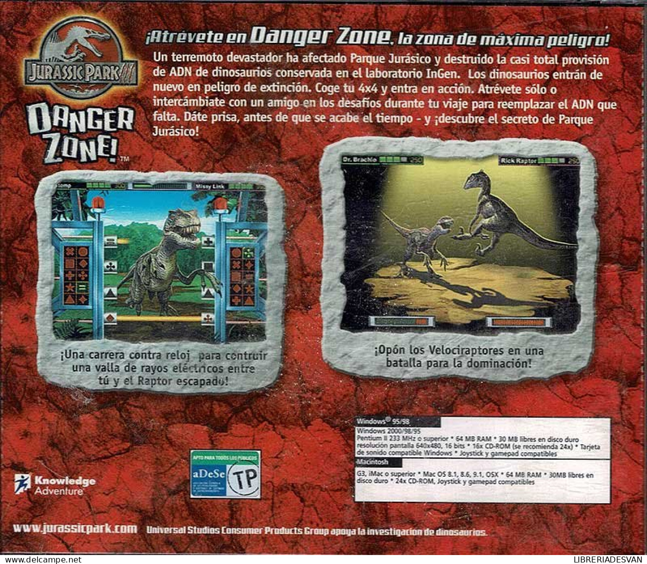 Jurassic Park. Danger Zone. PC - Jeux PC