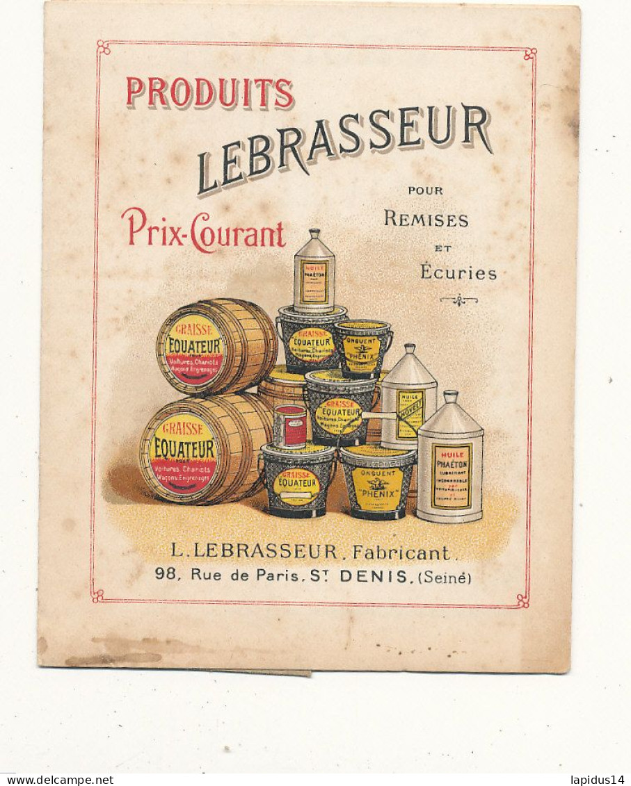 PUB    DEPLIANT+ ENVELOPPE  PRODUITS LEBRASSEUR  FABRICANT  ST DENIS SEINE    (13,50 CM X11,00 CM ) - Pubblicitari