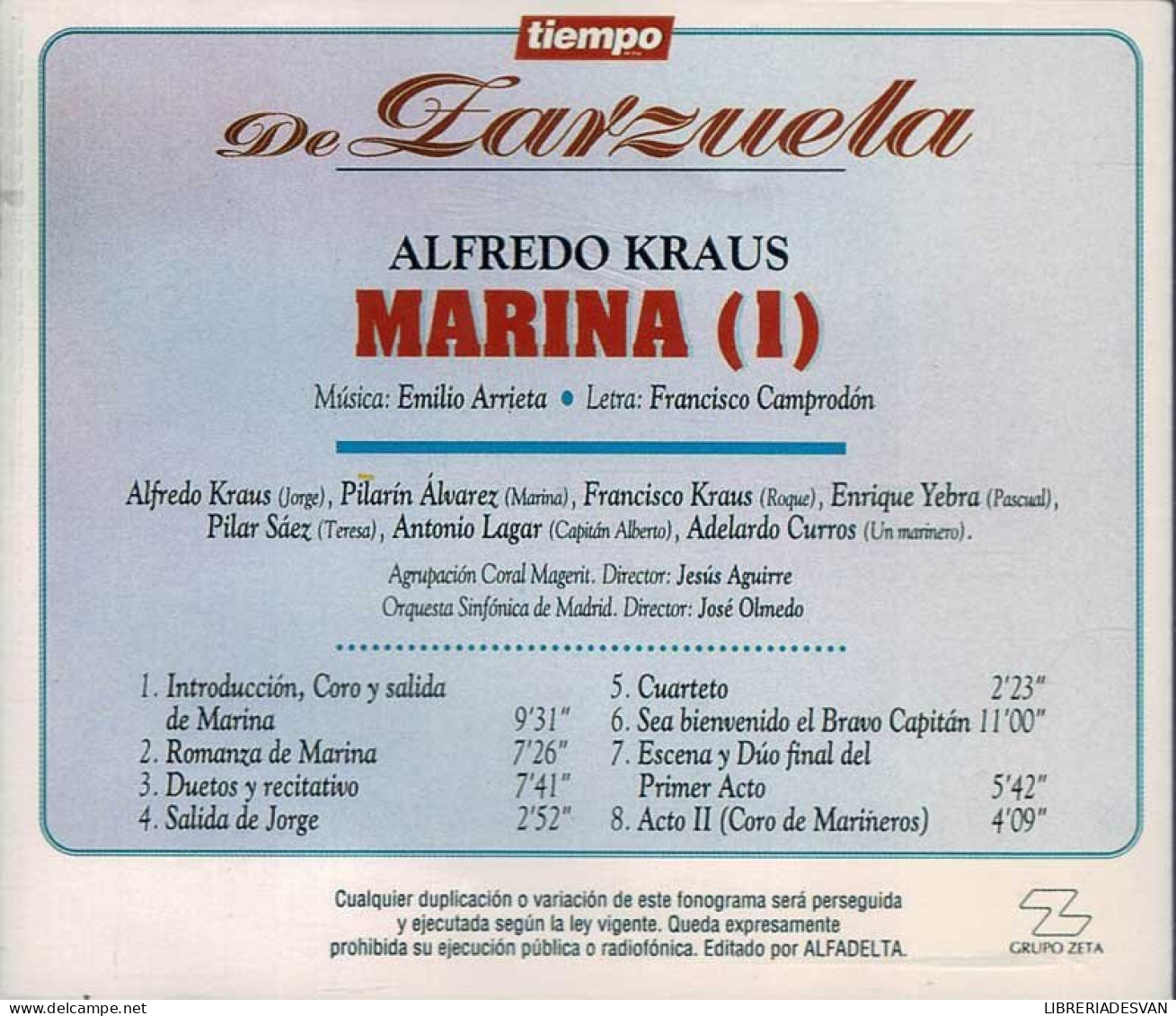 Alfredo Kraus - Tiempo De Zarzuela 3. Marina (1). CD - Classica