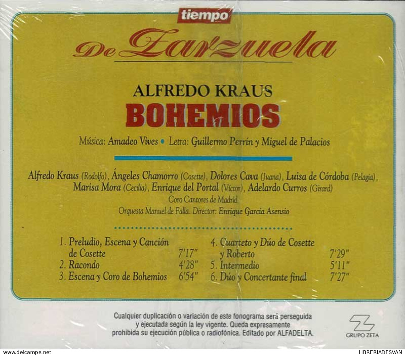 Alfredo Kraus - Tiempo De Zarzuela 6. Bohemios. CD - Classique