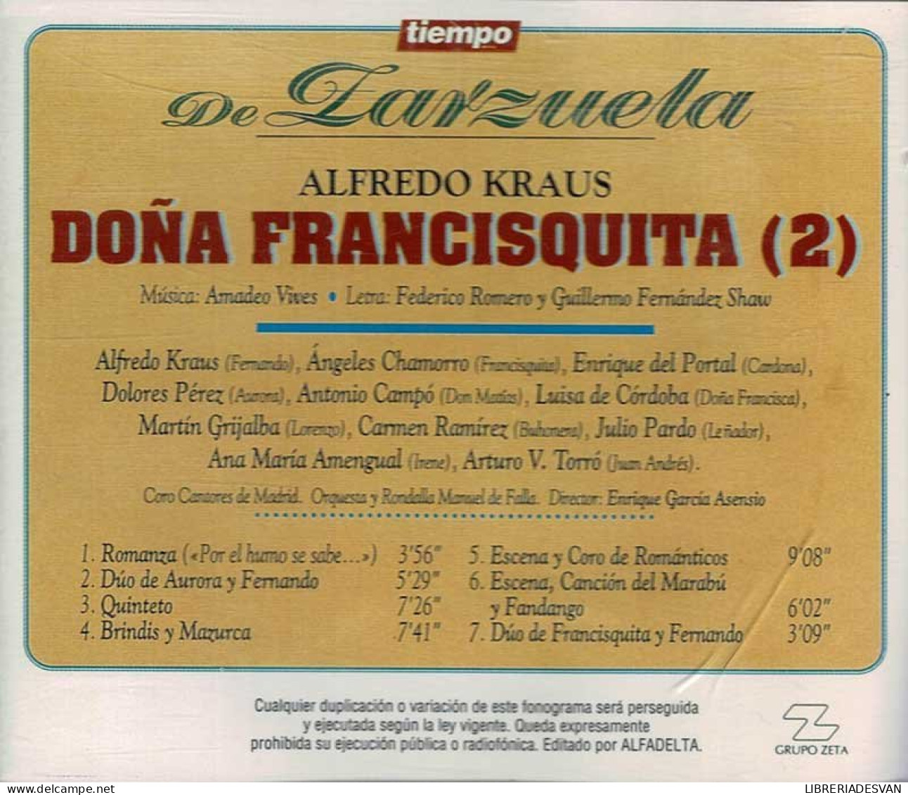 Alfredo Kraus - Tiempo De Zarzuela 8. Doña Francisquita (2). CD - Clásica