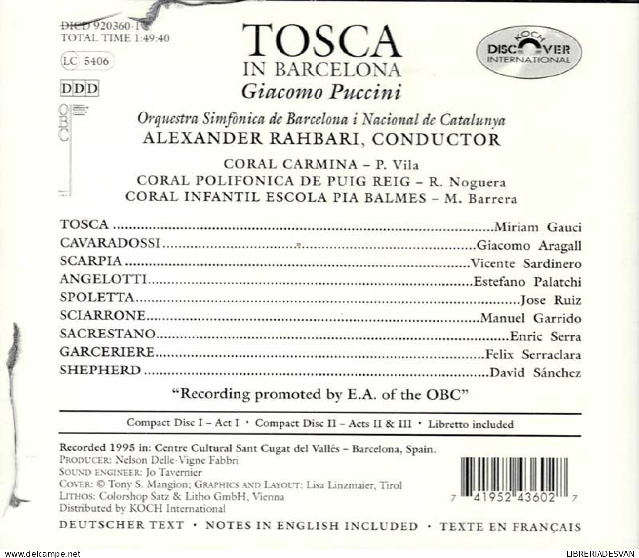 Giacomo Puccini, Alexander Rahbari - Tosca In Barcelona. 2 X CD - Classical