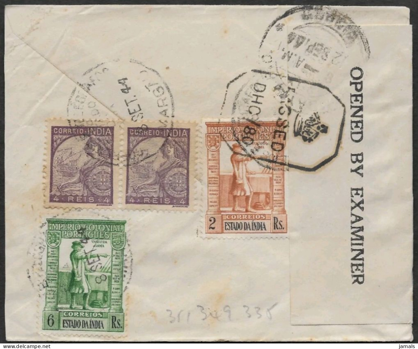 Portuguese India, Cover Used With Censor Postmark Inde Indien - Portugees-Indië
