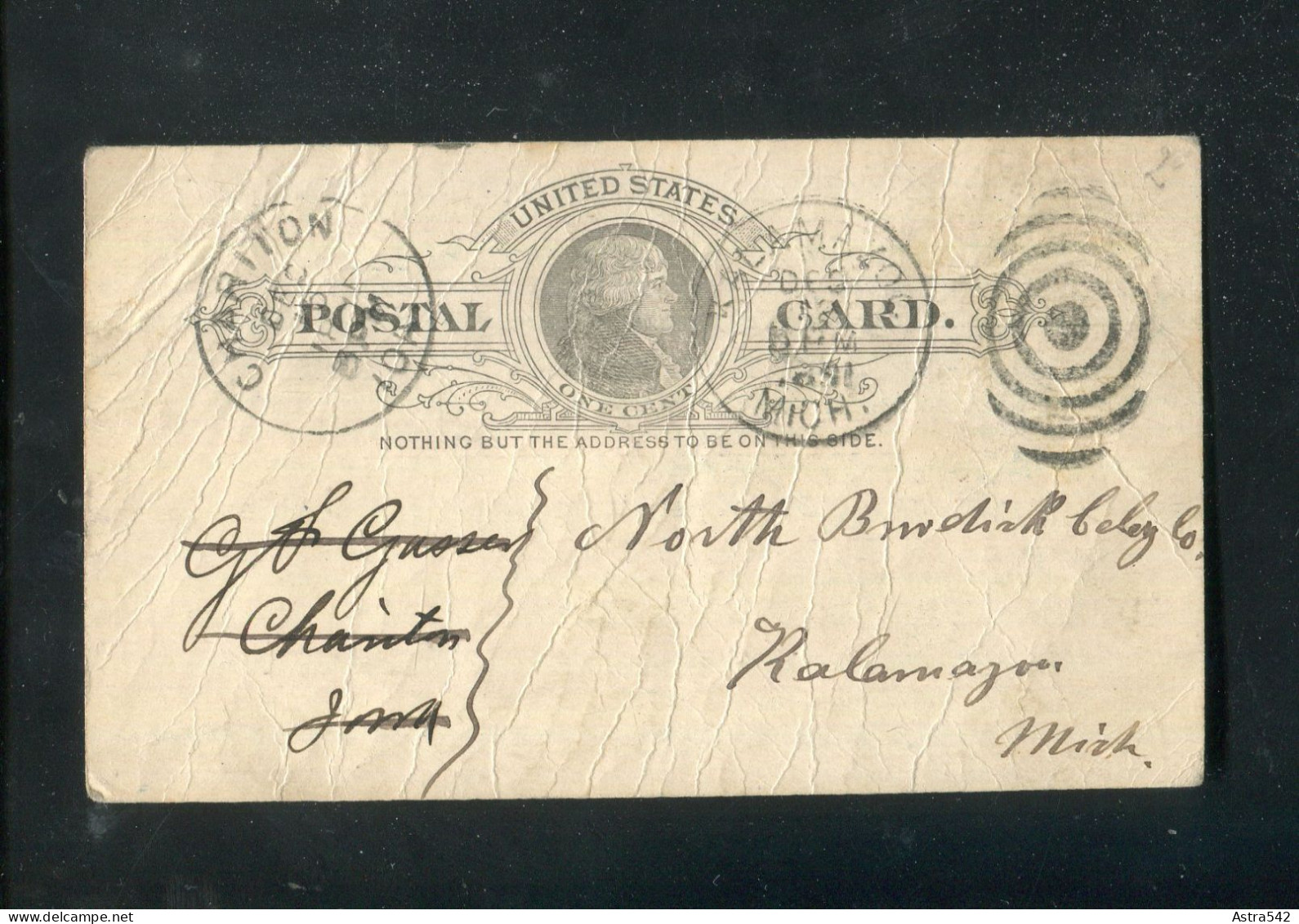 "USA" 1891, Postkarte Gestempelt, Rueckseits Zudruck (A0069) - ...-1900