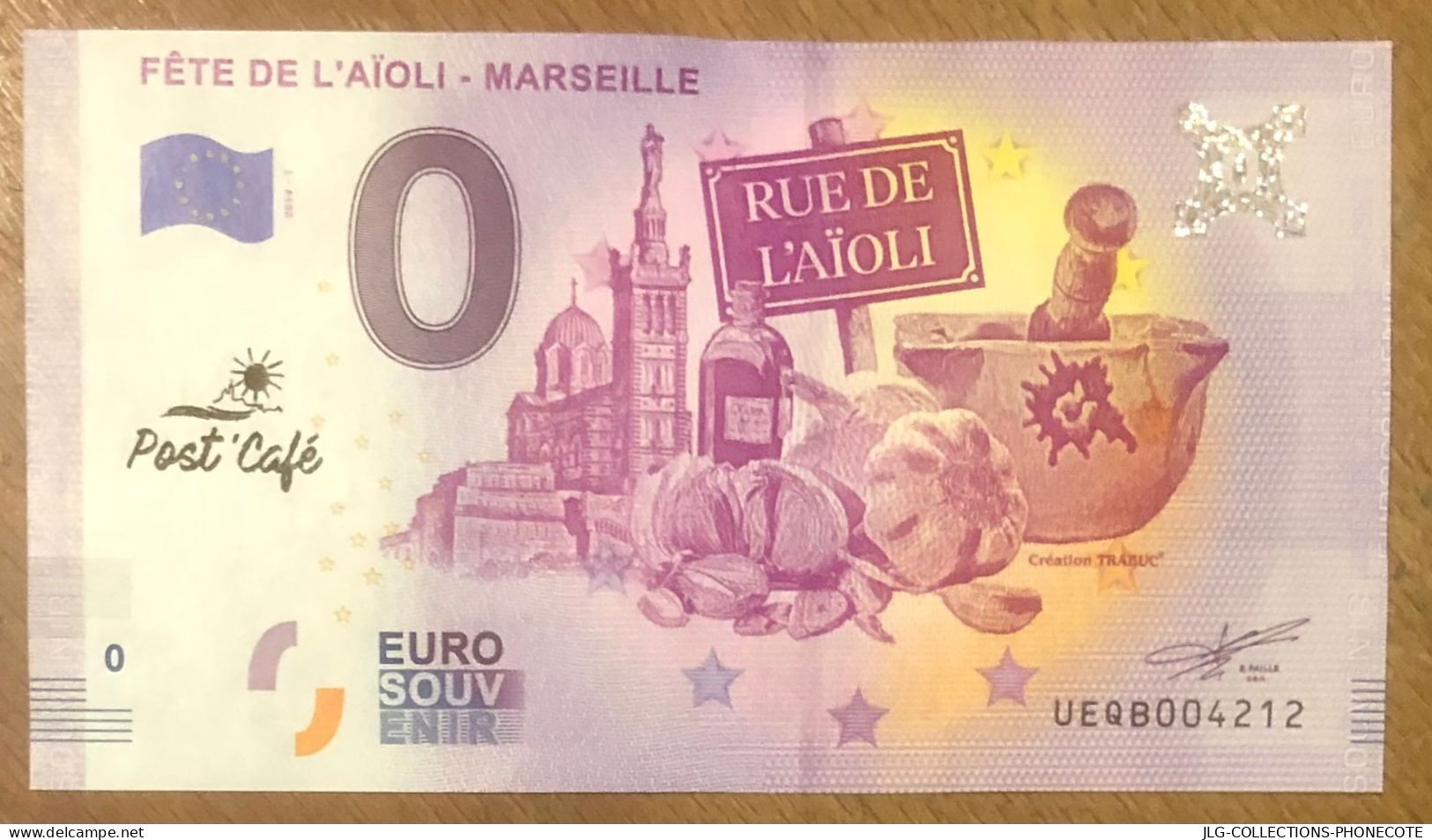 2019 MARSEILLE FÊTE DE L'AÏOLI & TAMPON POST CAFÉ BILLET 0 EURO SOUVENIR 0 EURO SCHEIN BANKNOTE PAPER MONEY BILLETE - Essais Privés / Non-officiels