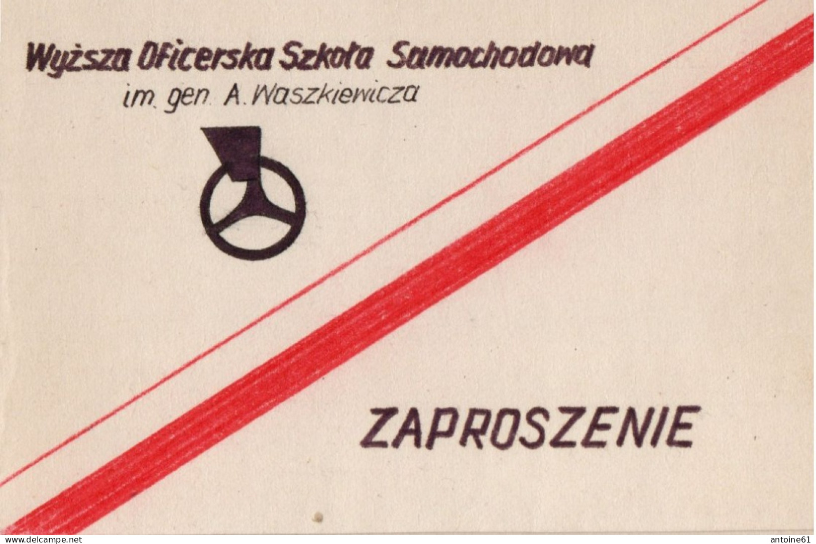 WARSZAWA -- ZAPROSZENIE  à L'école Automobile Des Officiers Par Le Géneral Waszkiewicza Pour Prestation De Serment - Polonia