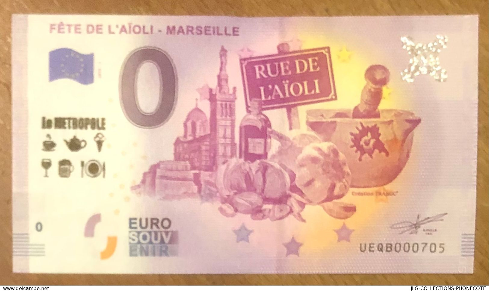 2019 MARSEILLE FÊTE DE L'AÏOLI & TAMPON LE MÉTROPOLE BILLET 0 EURO SOUVENIR 0 EURO SCHEIN BANKNOTE PAPER MONEY BILLETE - Essais Privés / Non-officiels
