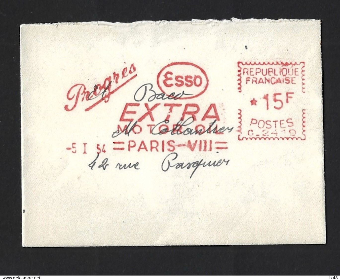 'Esso Extra Motor Oil' Banner Circulated In Paris In 1954. Petroleo. Het Spandoek 'Esso Extra Motorolie' Circuleerde In - Oil