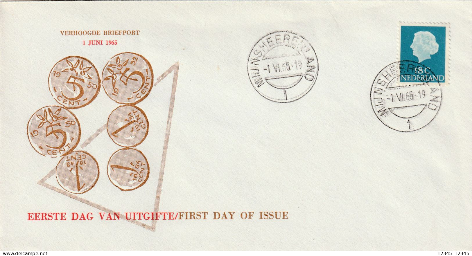 Nederland 1965, Increased Letter Postage, Stamped Mijnsheerenland (verhoogde Briefport), Coins - Briefe U. Dokumente