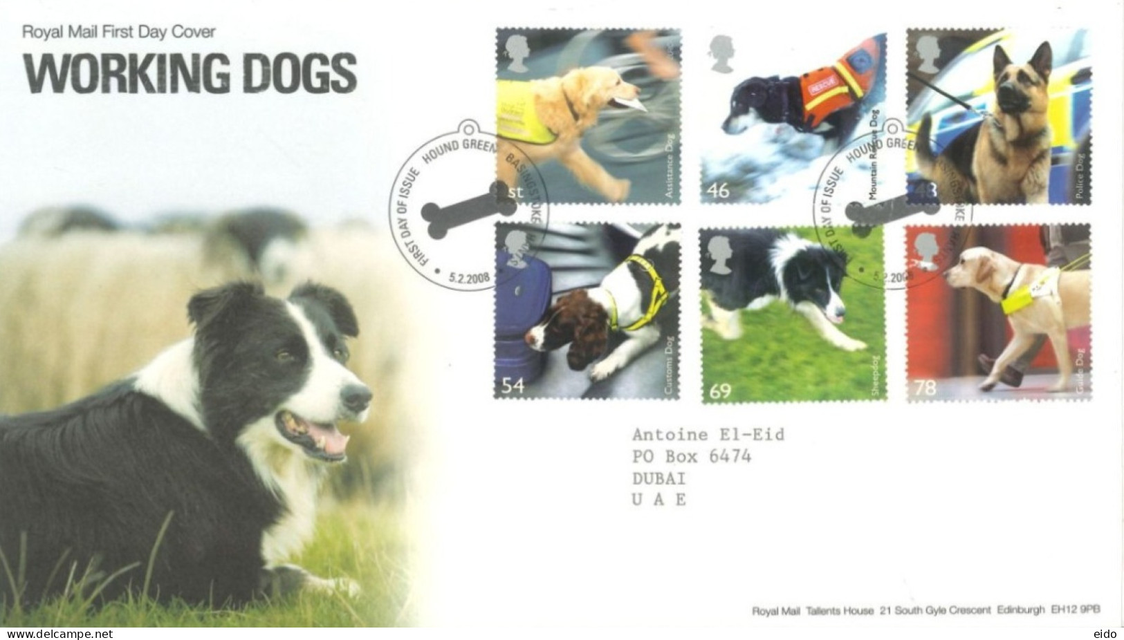 GREAT BRITAIN - 2008, FDC STAMPS OF WORKING DOGS. - Brieven En Documenten