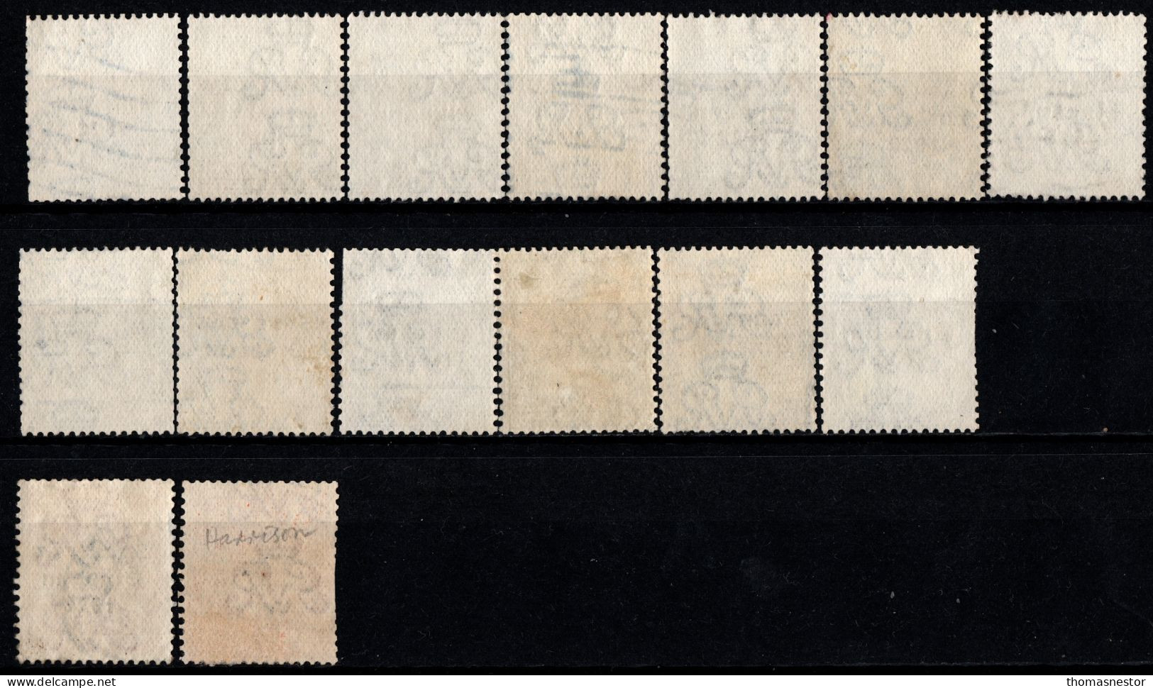 1923 Harrison 3 Line Coil In Blue Black Ink, With Fiscal Cancellation, Parcel Post And Commercial Cancel 15 In Total - Usati