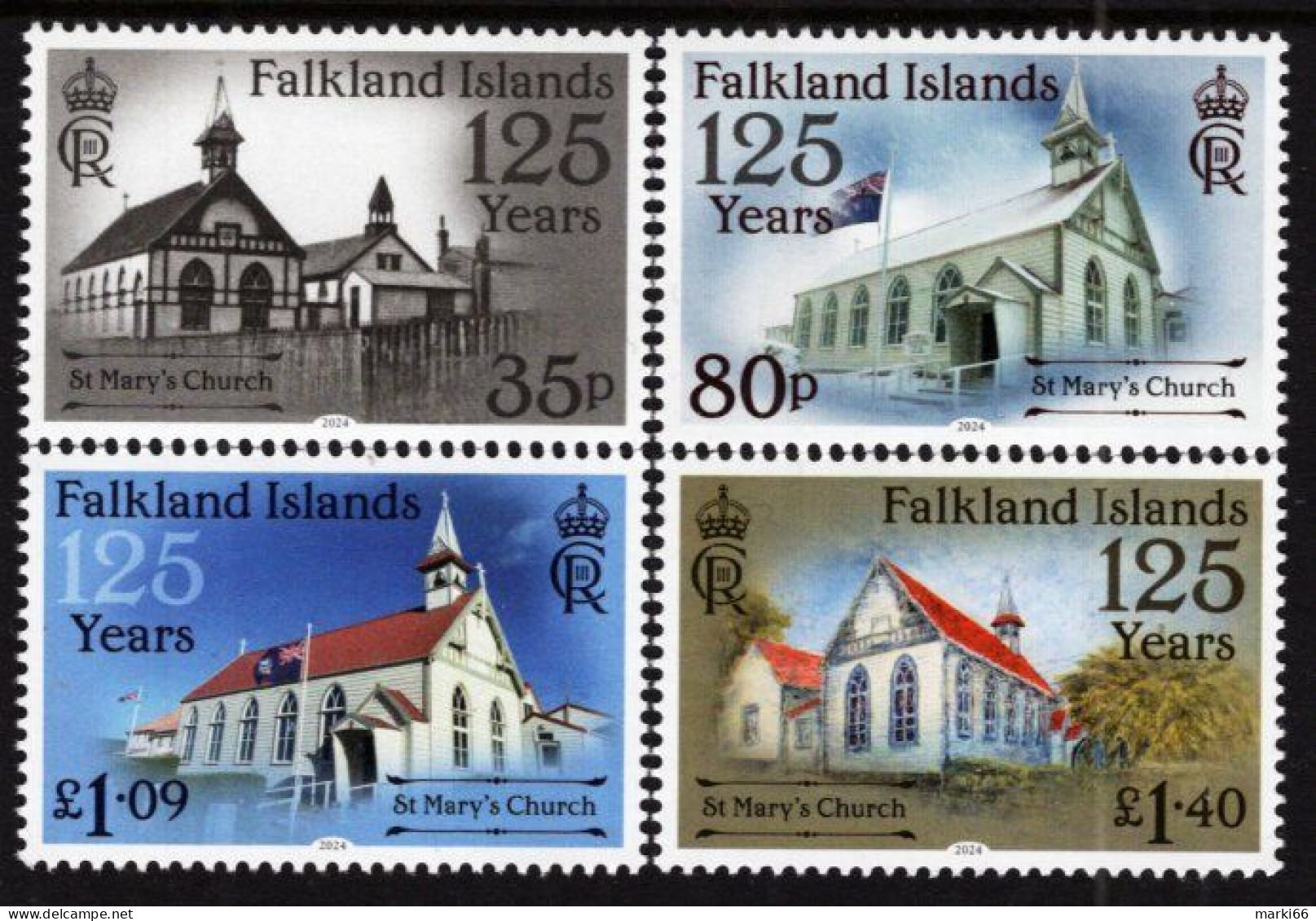 Falkland Islands - 2024 - Saint Mary Church - 125th Anniversary - Mint Stamp Set - Falkland Islands