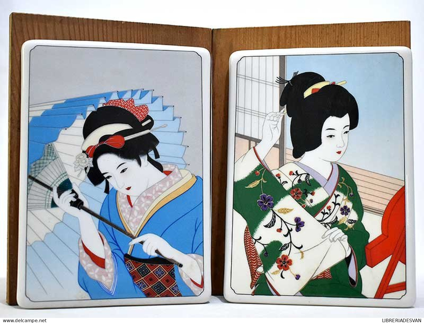 Pareja De Placas De Porcelana Para Pared. Japanese Tradition Bijin-Ga Series. NTC Noritake Japón - Rock