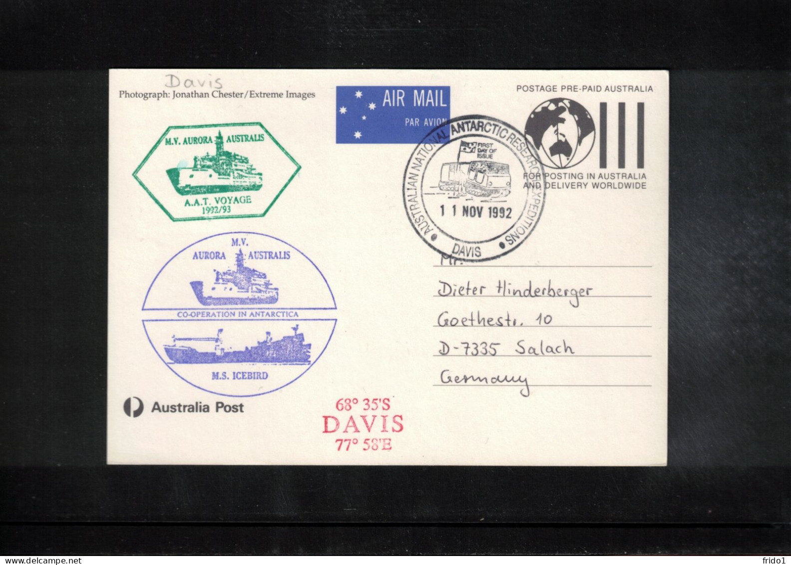 Australian Antarctic Territory 1992 Antarctica - Base Davis - Ship Aurora Australis + Icebird - Penguins - Onderzoeksstations