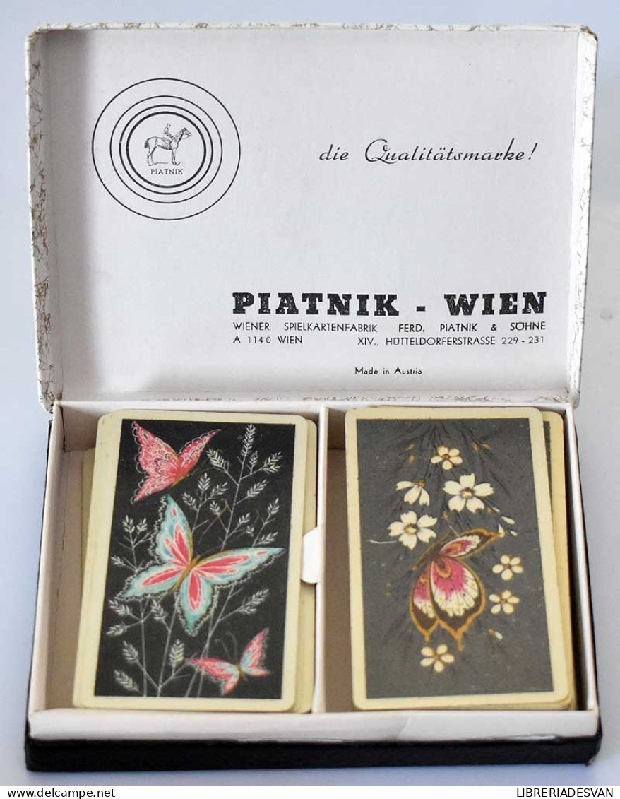 Estuche Barajas De Póker Mariposas. 2 Mazos. Piatnik - Carte Da Gioco