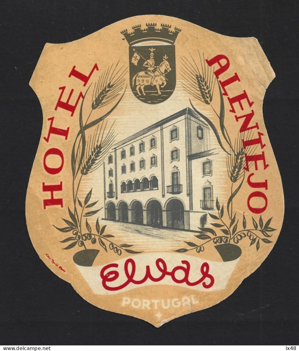Label Of The Hotel Alentejo, Elvas. Olive Flower. Olives. Horse. Flag. Rotulo Do Hotel Alentejo, Elvas. Flor De Oliveira - Pubblicitari