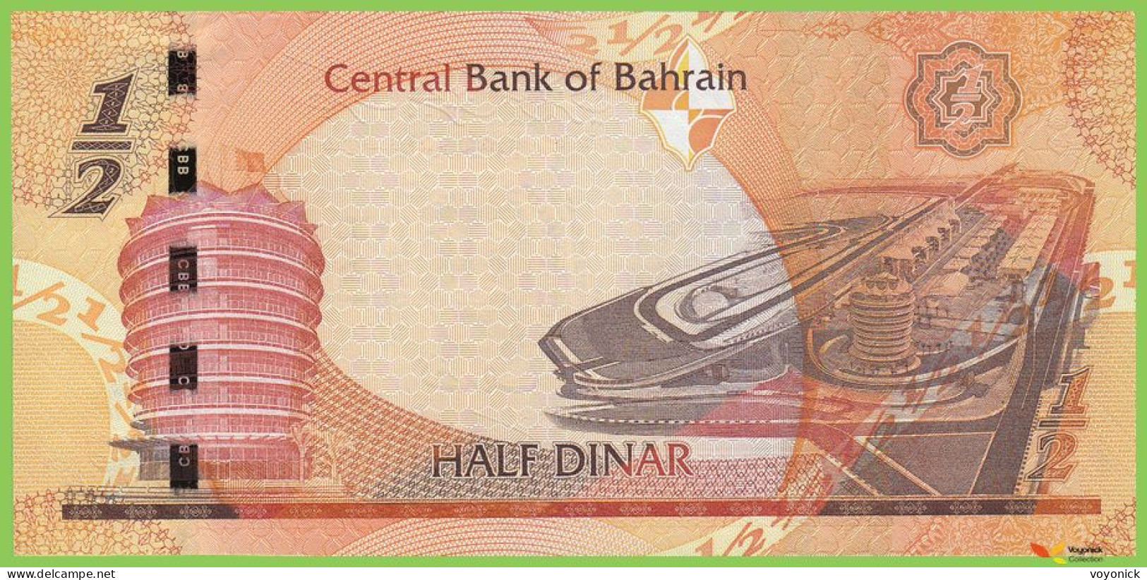 Voyo BAHRAIN ½ Dinar 2006(2008) P25 B301a 929 UNC - Bahreïn