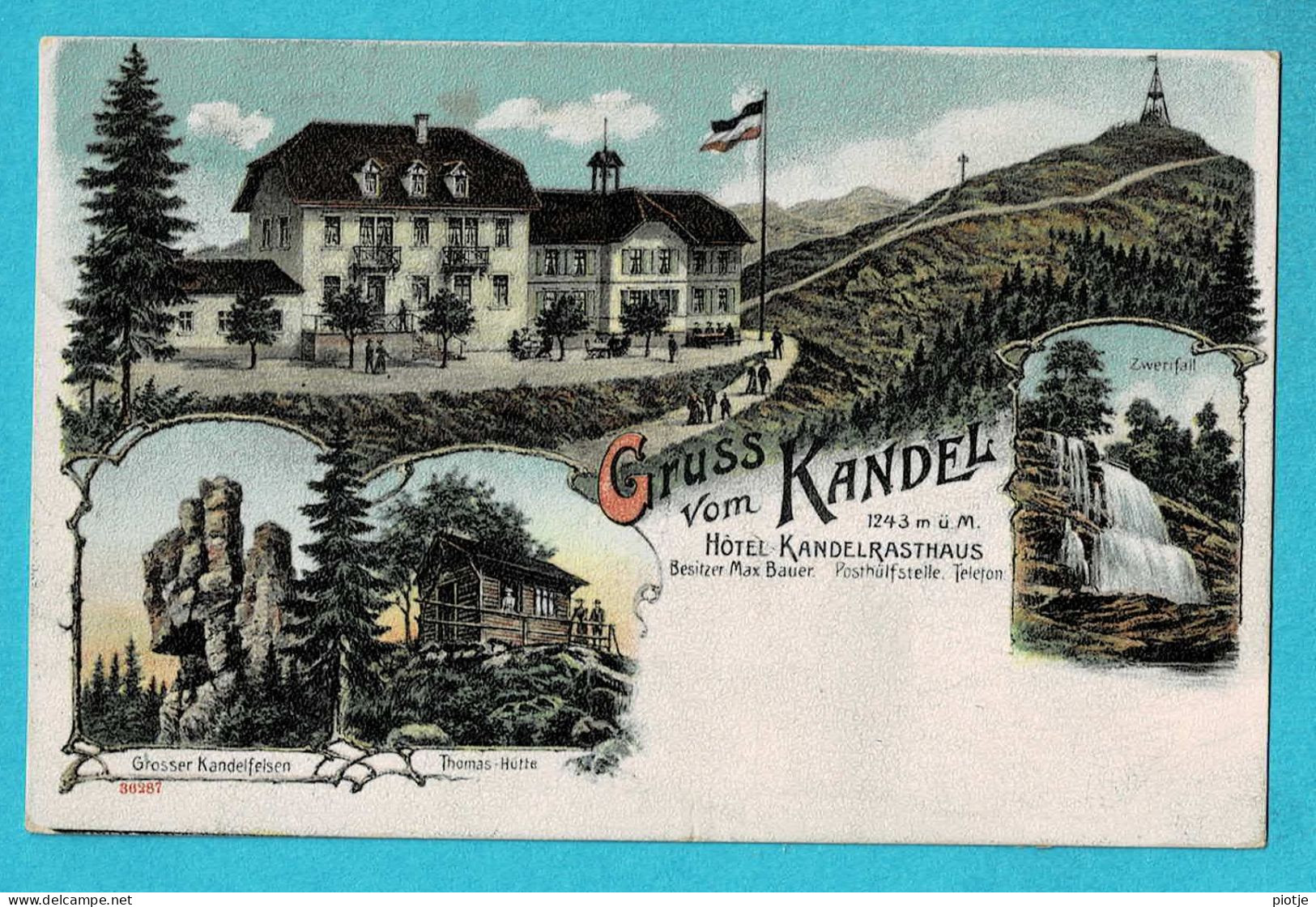 * Kandel (Rheinland Pfalz - Deutschland) * (Gebr. Metz Tübingen 1905 - 36287) Gruss Vom Kandel, Hotel Kandelrasthaus - Kandel