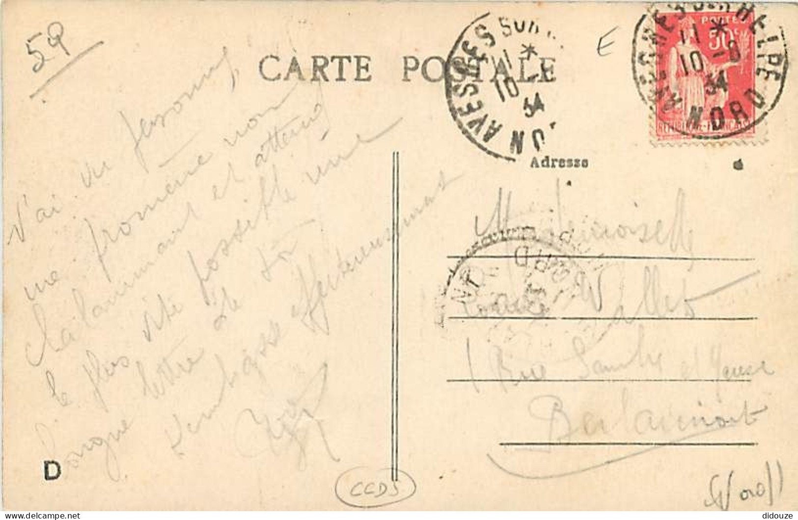 59 - Avesnes Sur Helpe - Le Monument Aux Morts - Colorisée - Oblitération Ronde De 1934 - CPA - Voir Scans Recto-Verso - Avesnes Sur Helpe