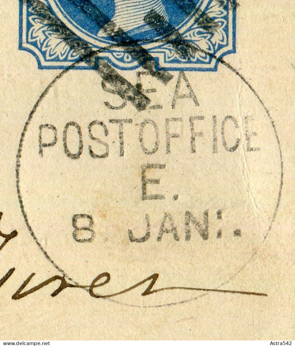 "INDIEN" 1881, "SEEPOST", Postkarte Mit U.a. Stempel "SEA POSTOFFICE" In Die Schweiz (A0079) - Postales