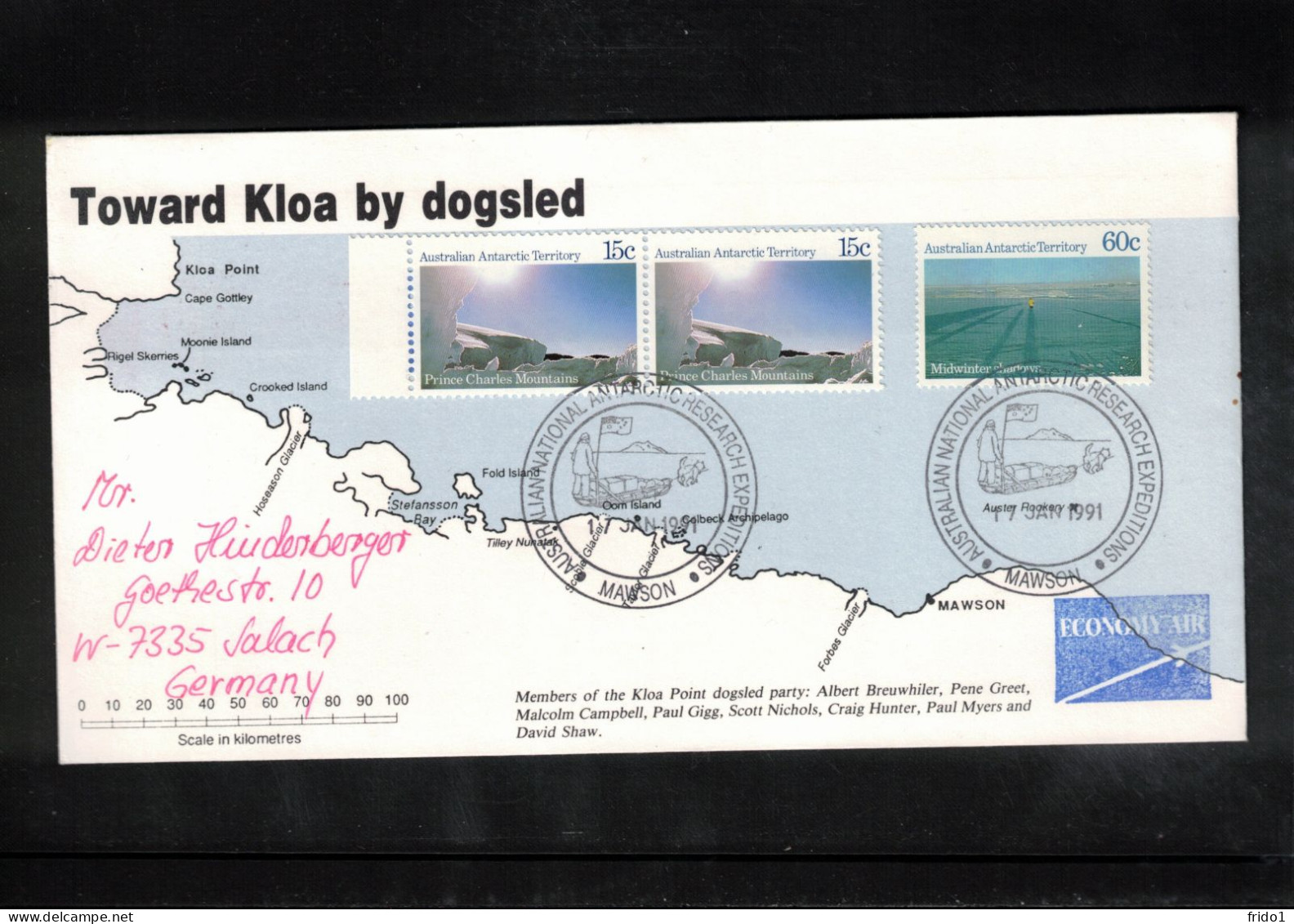 Australian Antarctic Territory 1991 Antarctica - Base Mawson - Toward Kloa By Dogsled - Bases Antarctiques