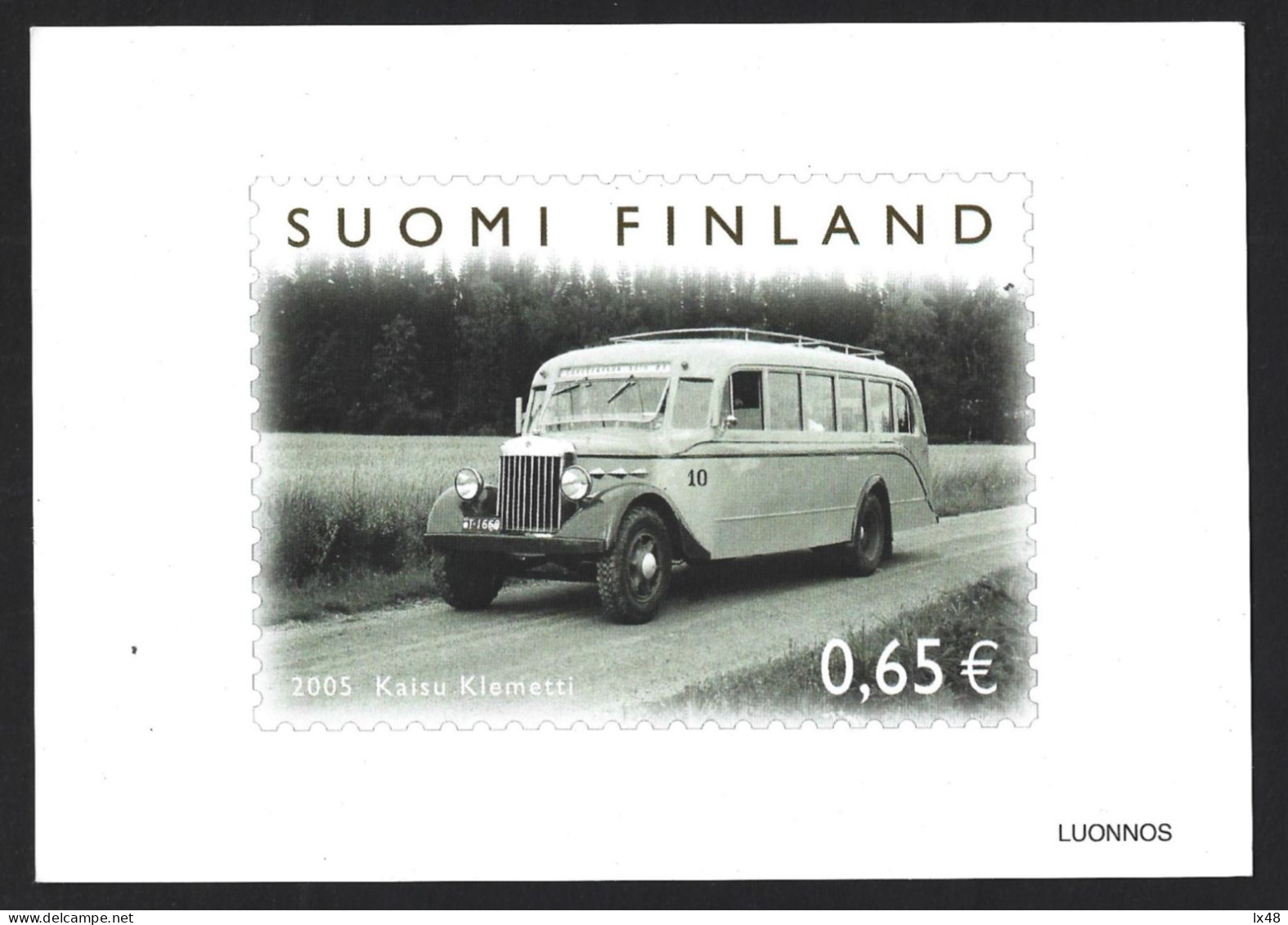 Black Photo Of The €0.65 Stamp From Finland With An Old Mercedes Passenger Car, Sent To The Press Before The Launch. Rar - Bussen