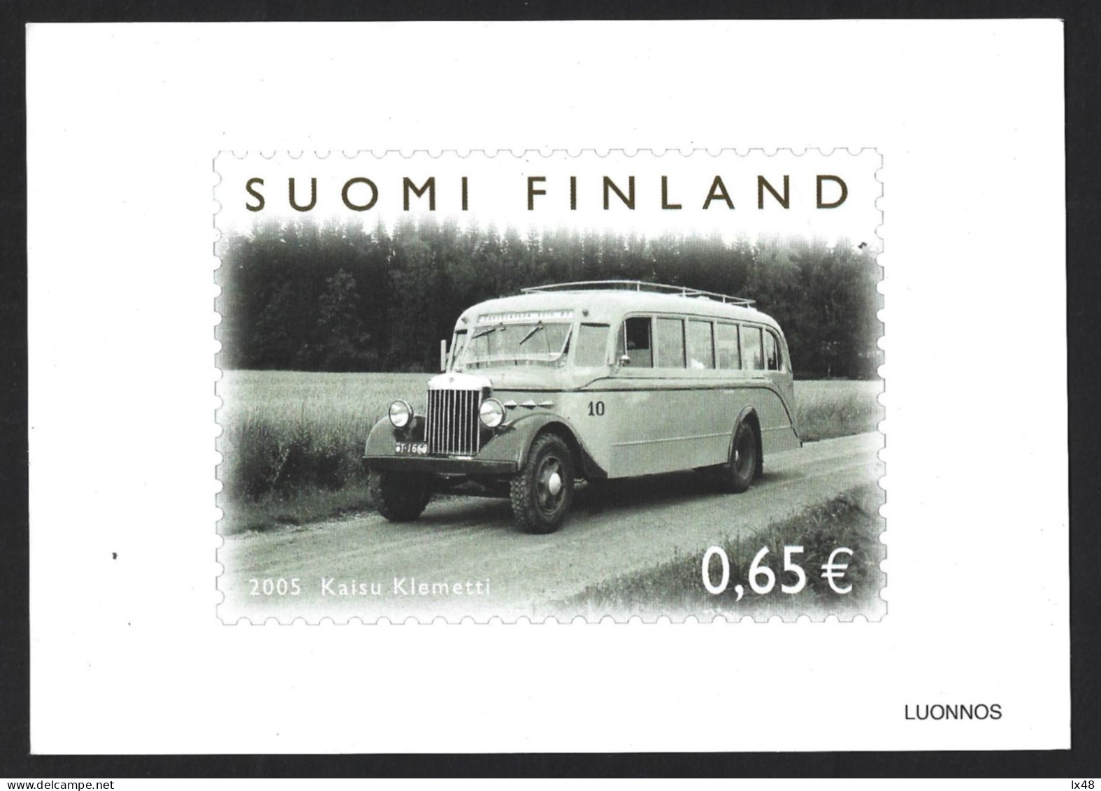 Black Photo Of The €0.65 Stamp From Finland With An Old Mercedes Passenger Car, Sent To The Press Before The Launch. Rar - Bus
