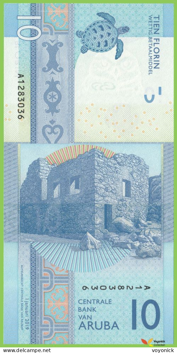 Voyo ARUBA 10 Florin 2019 P21a B121a A UNC - Aruba (1986-...)