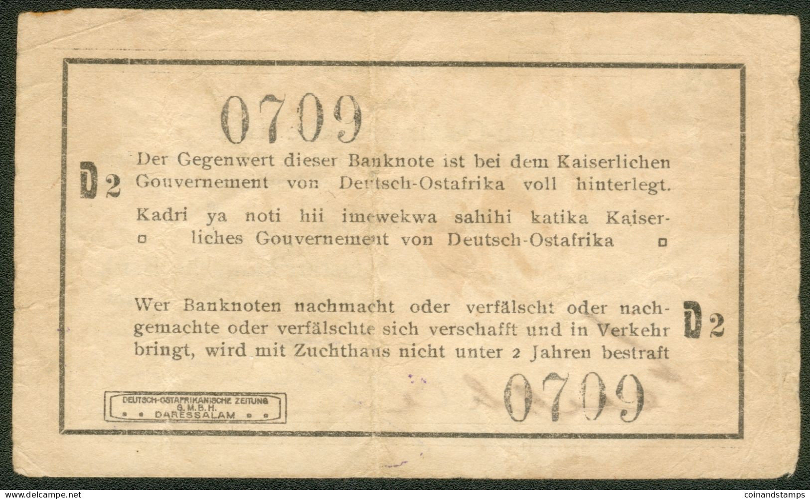 German East Africa 1 Rupie 1916 Rosenberg Nr.916t RARITÄT, III-IV - Deutsch-Ostafrikanische Bank