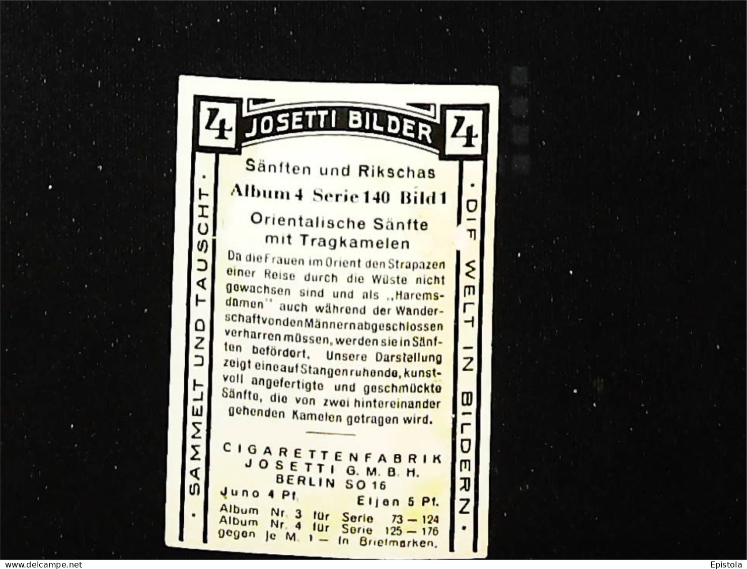 ►  Convoi Harem Chameaux Désert    - Chromo-Image Cigarette Josetti Bilder Berlin Album 4 1920's - Autres Marques