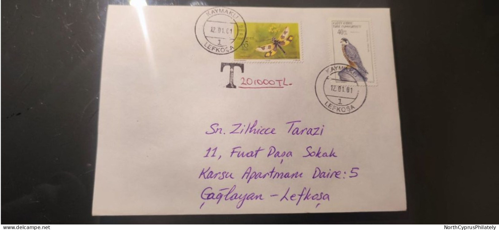 2001 - 200 TURKISH CYPRUS ZYPERN CIPRO "Postal Tax TAKSE " Cover , VERY RARE - Briefe U. Dokumente