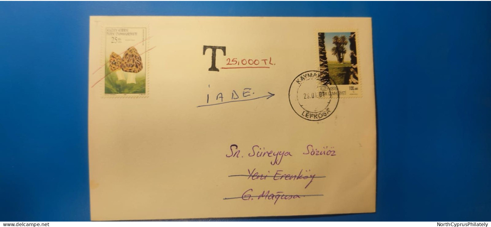 2001 - 200 TURKISH CYPRUS ZYPERN CIPRO "Postal Tax TAKSE " Cover , VERY RARE - Brieven En Documenten