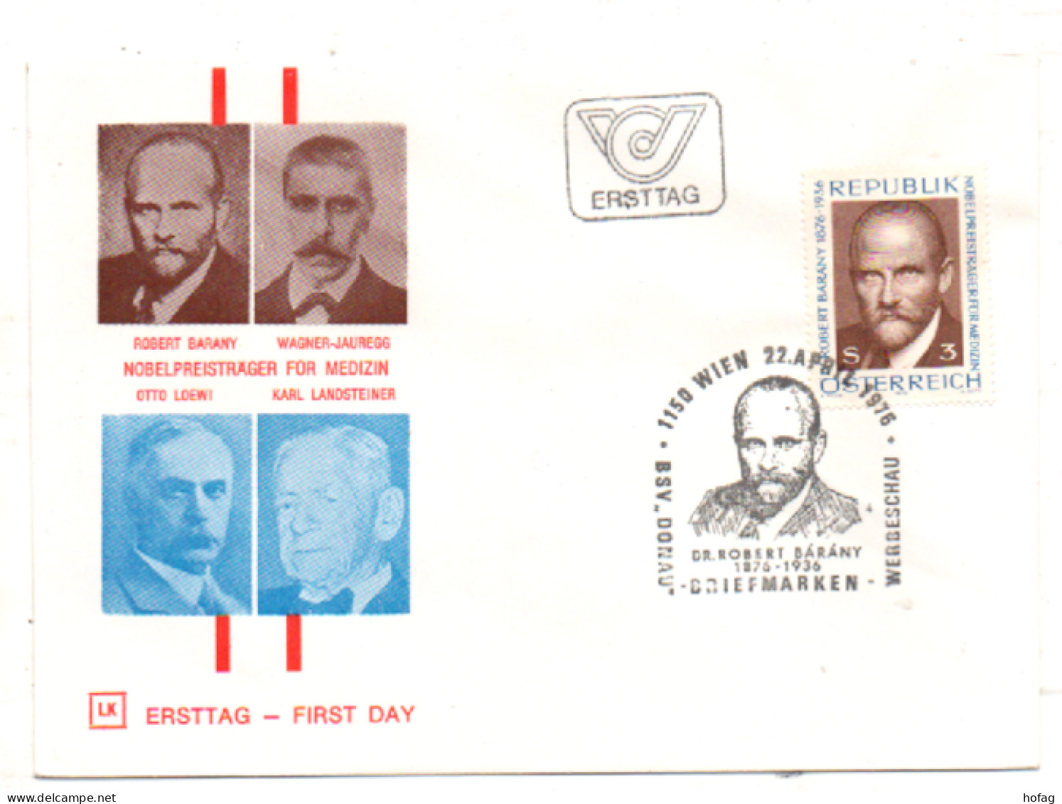 Österreich 1976 MiNr.: 1509 Barany Ersttag; Austria FDC Scott: 1031 YT: 1338 Sg: 1756 - FDC