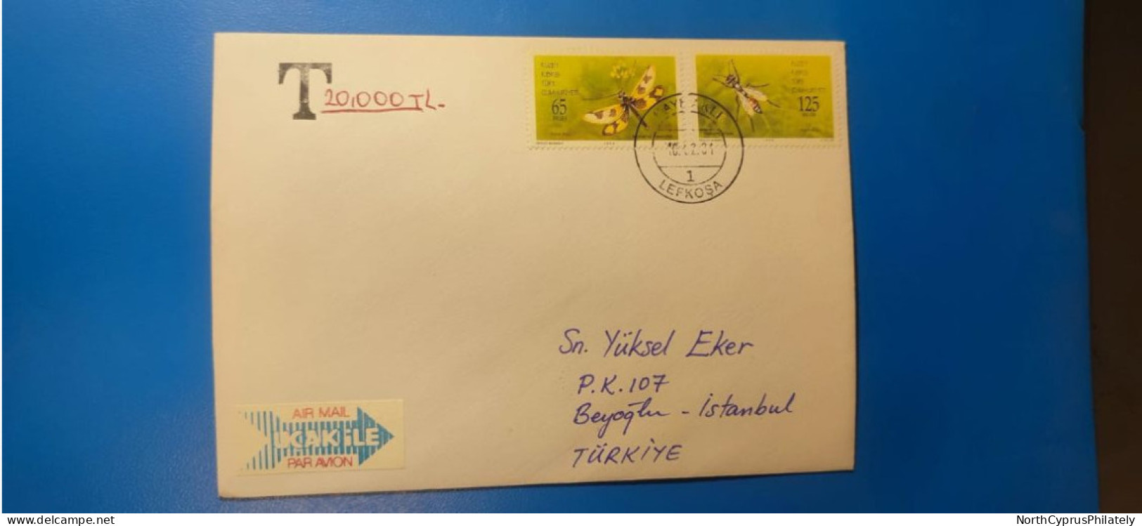 2001 - 200 TURKISH CYPRUS ZYPERN CIPRO "Postal Tax TAKSE " Cover , VERY RARE - Briefe U. Dokumente