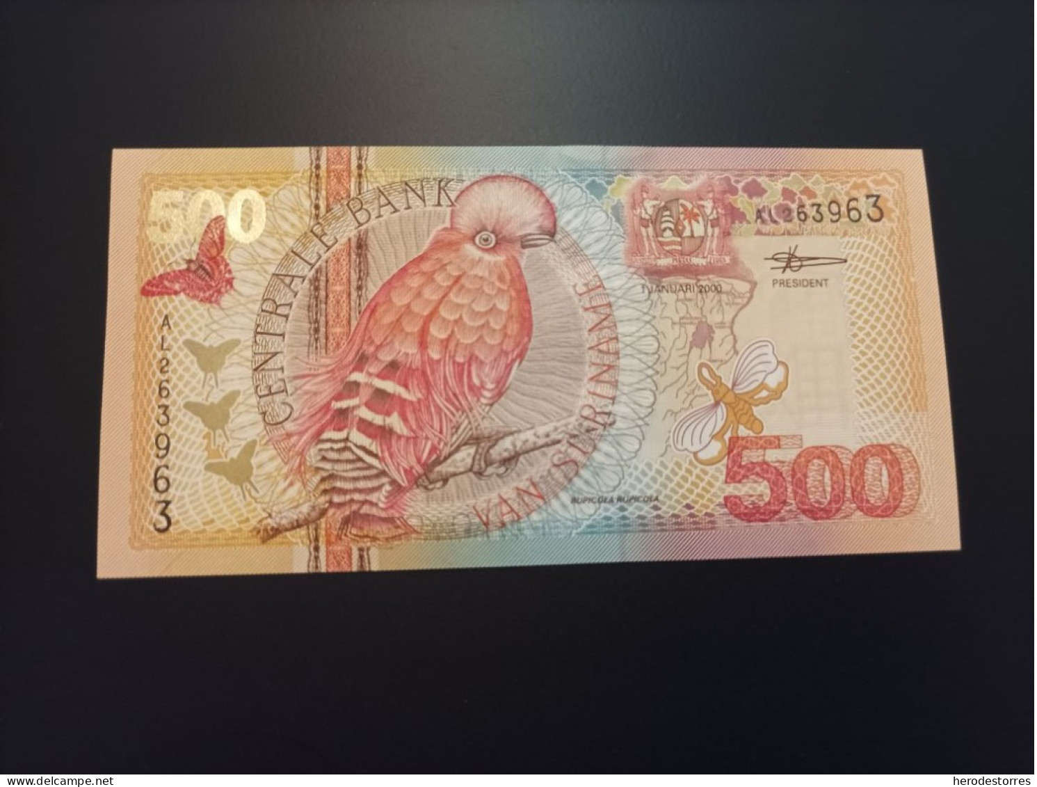 Billete Suriname 500 Gulden, Año 2000, UNC - Surinam