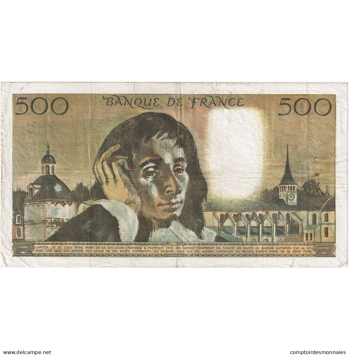 France, 500 Francs, Pascal, 1971, X.26, TTB, Fayette:71.7, KM:156b - 500 F 1968-1993 ''Pascal''