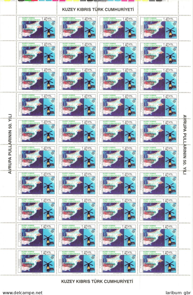 Türk. Zypern 630-631 Postfrisch Als Großbogen, 50 Jahre Europamarken #JI564 - Oblitérés