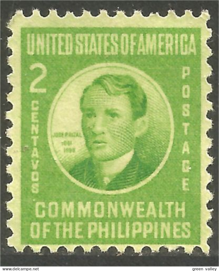 XW01-3061 USA Philippines Jose Rizal No Gum - Filippijnen