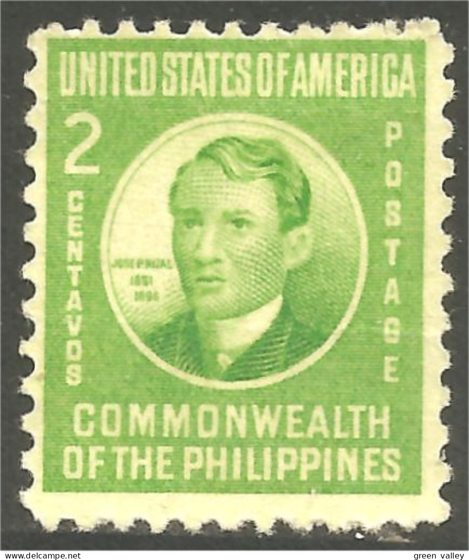 XW01-3063 USA Philippines Jose Rizal No Gum - Philippinen