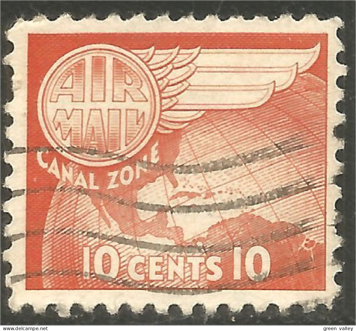 XW01-3053 USA Canal Zone Globe Wing Aile 10c - Zona Del Canale / Canal Zone