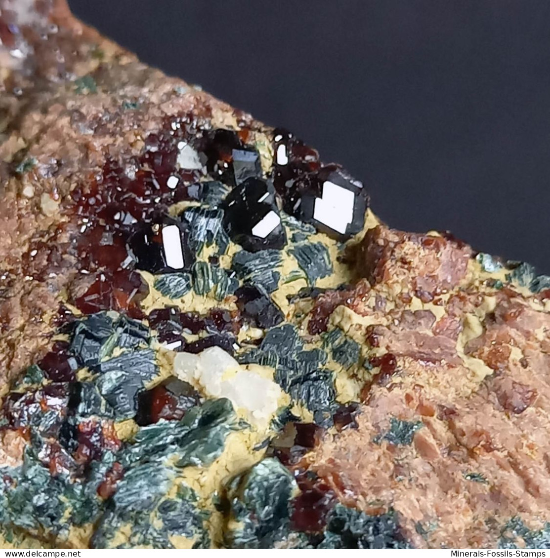 #D52 - Schöner Granat var. HESSONIT Kristalle (Monte Argentea, Campo, Genua, Ligurien, Italien)