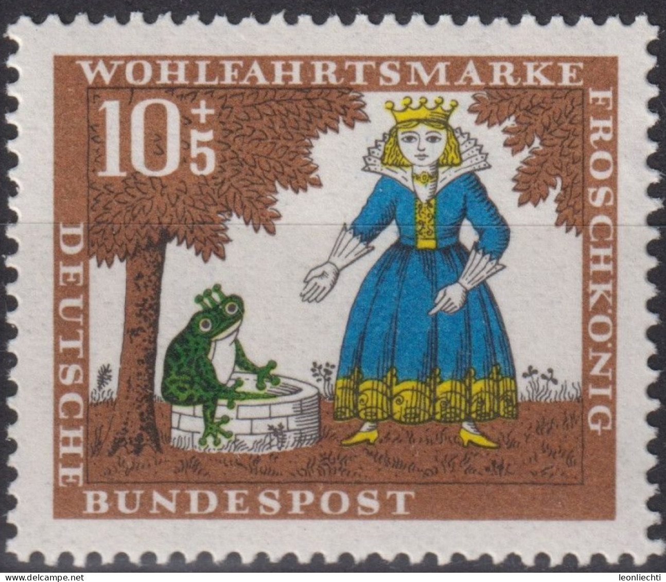 1966 Deutschland > BRD, ** Mi:DE 523, Sn:DE B418, Yt:DE 380, Froschkönig, Gebrüder Grimm - Fairy Tales, Popular Stories & Legends