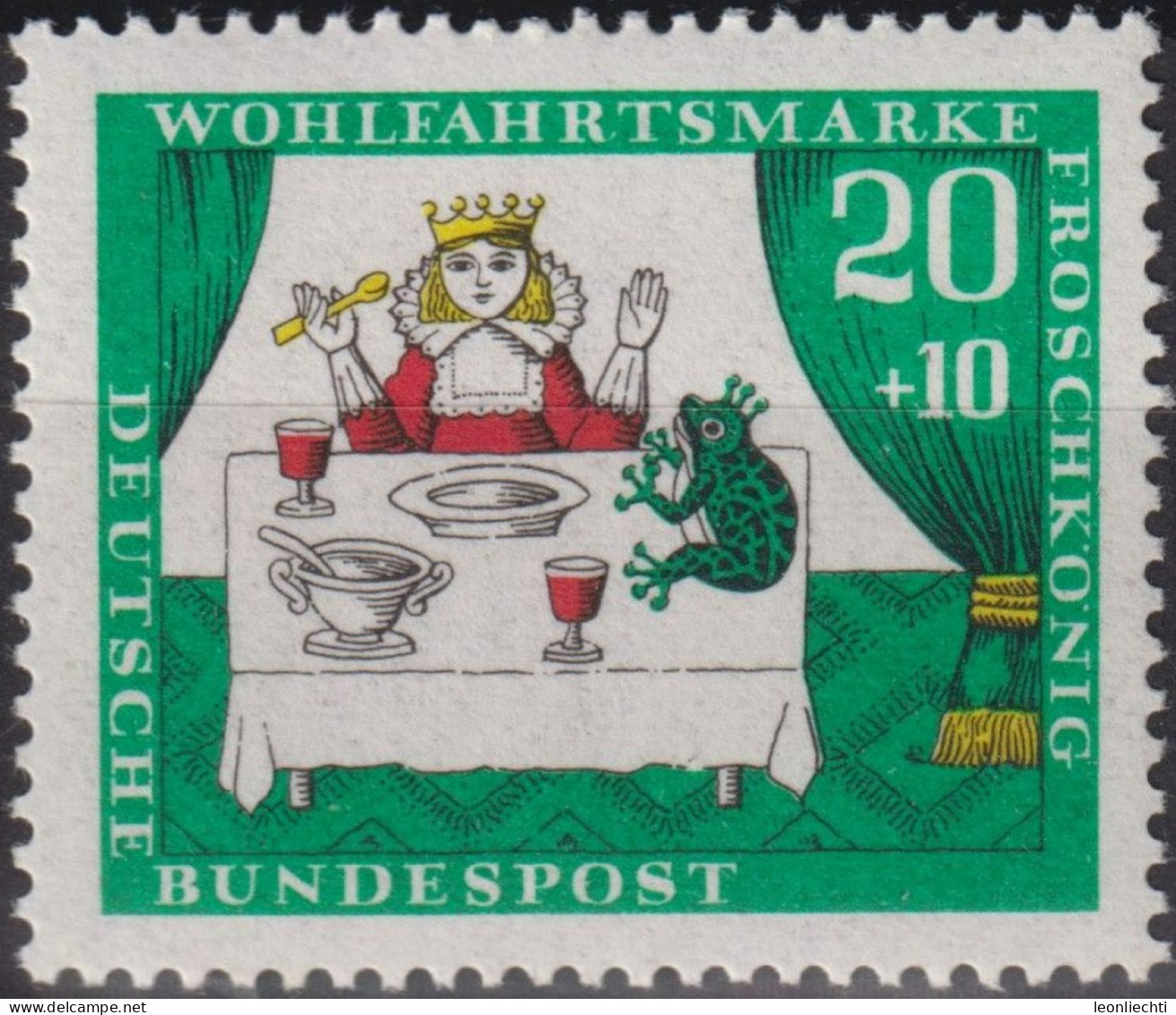 1966 Deutschland > BRD, ** Mi:DE 524, Sn:DE B419, Yt:DE 381, Froschkönig, Gebrüder Grimm - Grenouilles